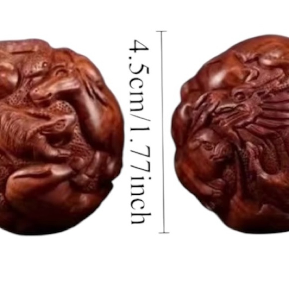 Zodiac Health Balls - Luxury Hand-Carved Wood Massage Pair, 4.5cm, Premium Set!